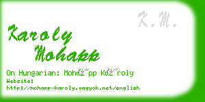 karoly mohapp business card